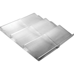 mDesign Expandable Plastic Deluxe Spice Rack, Drawer Organizer for Kitchen Cabinet Drawers, 3 Tier Slanted for Spice Jars, Food Seasoning Bottle Storage, Ligne Collection - Smoke Gray (Pack of 1)