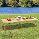 80"x30" Boho Wooden Picnic Table, Portable Outdoor Low Picnic Table with Adjustable Legs 13" & 16" for Floor Seating, Beach, Camping, BBQ, Backyard, 80x30in Seating for 12 People