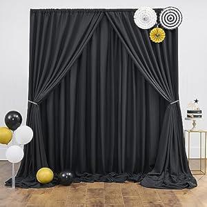 30x10FT Backdrop Curtains, 6 Panels 5x10FT Black Thick Backdrop Curtains, Wrinkle Resistant Photography Background Drapes for Wedding Baby Shower Birthday Party Home Decoration