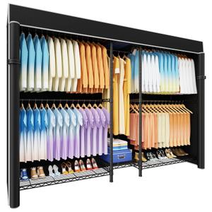 Ulif E12C Max Heavy Duty Closet Organizer SystemFreestanding Clothing Rack, Adjustable Garment Rack 83" W x 16" D x 76.5" H Holds 1060 lbs, Black Clothing Rack with Black Dustproof Cover