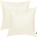BRAWARM Ivory White Leather Throw Pillows 22 X 22 Inches - Snake Leather Pillow Covers Pack of 2, Faux Leather Decorative Pillow Covers for Couch Living Room Garden Bed Sofa Home