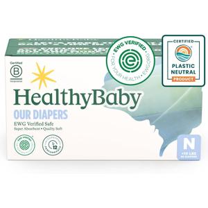 HealthyBaby Our Diapers | EWG Verified Safe & Plant-Based Diapers | Leak Protection | Soft Organic Cotton Shell | Chlorine-Free Diaper for Sensitive Skin | Size N (Under 10 lbs) 66 Count HealthyBaby Our Diapers | EWG Verified Safe & Plant-Based Diapers | Leak Protection | Soft Organic Cotton Shell | Chlorine-Free Diaper for Sensitive Skin | Size N (Under 10 lbs) 66 Count