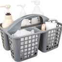 JiatuA Portable Shower Caddy Basket with Compartments Cleaning Supplies Organizer with Handle Plastic Storage Divided Tool Bin for Bathroom, Bedroom, Kitchen, College Dorm, Garden, Under Sink, Grey