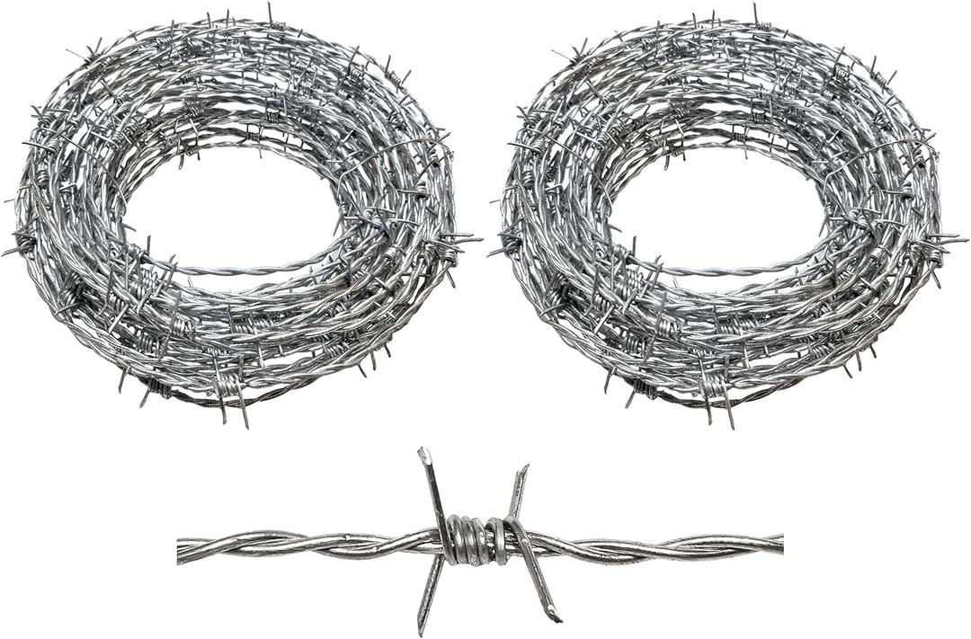 Real Barbed Wire 120ft 15.5 Gauge 4 Point - Great for Crafts, Fences, and Critter Deterrent