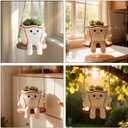 Abofth Smiley Baseball Swing Planter Pot  Cute Resin Hanging Flower Pot with Drainage Hole, Indoor Outdoor Fun Planters for Indoor Plants, Gifts for Plant Lovers, Succulent Pot for Small Plants