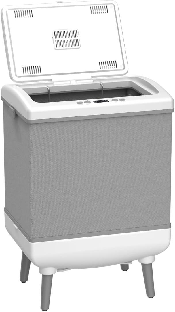 Towel Warmer Bucket, 35L Towel Heater with Fast Heating & Drying Modes, Foldable Design, Removable Hanging Hooks, Overheat Protection, Fits 3 Large Towels or 2 Robes for Bathroom or SPA (Gray)