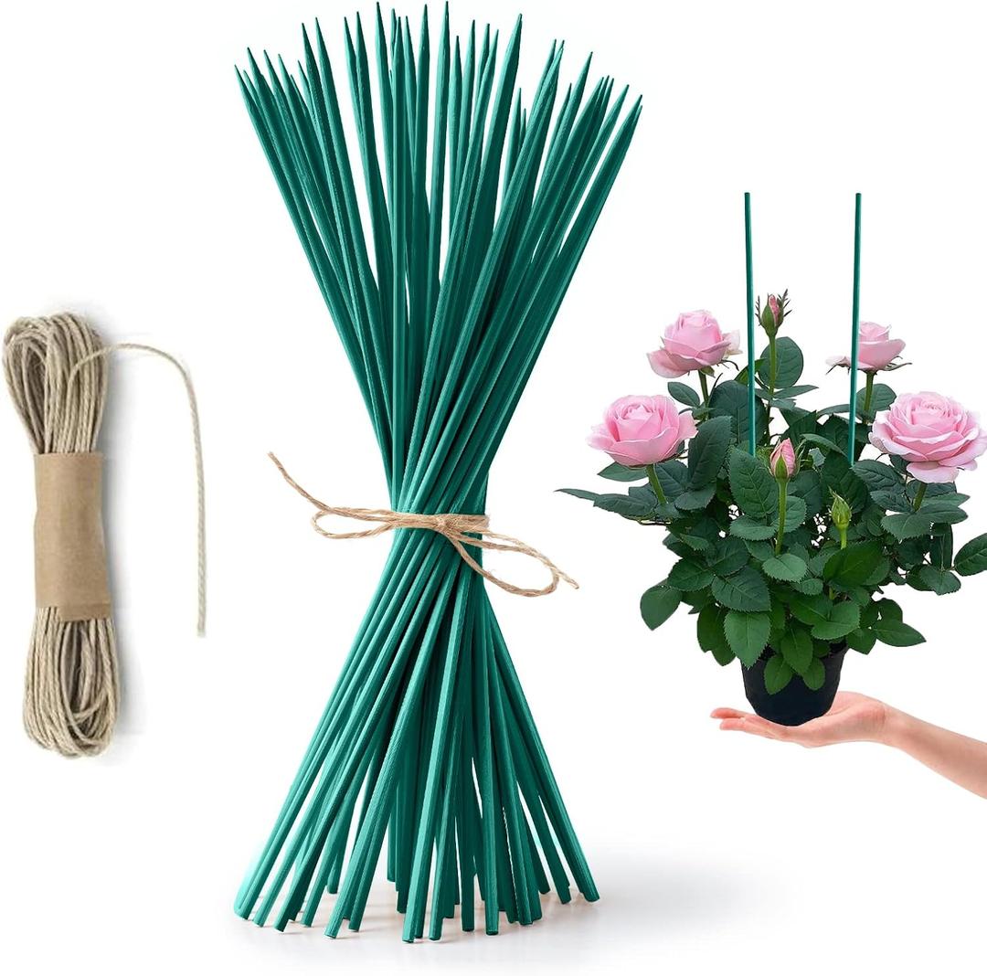 Hopelf 50 Pack 12" Bamboo Plant Stakes for Wood Garden SticksWooden Plant SupportsIndoor Gardening Plant SupportsFloral Plant Support Potted PlantsCrafts, More Size Choices 8"/12"/16"