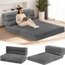 Foldable Mattress Queen, Folding Sofa Bed 3-in-1 Convertible Sofa Bed Floor Couch Folding Mattress for Living Room, Guest Room No Assembly Required