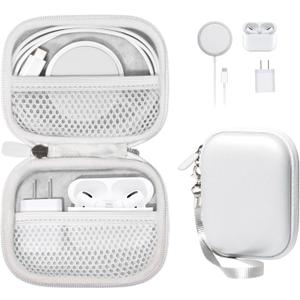 CaseSack All-in-One Case for iPhone MagSafe Charger & Battery Pack, Storage for Accessories/Power Adapter/Charge Cable/Docks, Compatible with AirPods 4/ Pro 3/2/ 1 (Silver)