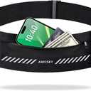 Slim Running Belt Fanny Pack for Men Women, Running Phone Holder, Waist Pack Runners Bag Money Belt with 3 Separate Pouch to Store Your Phone Key Money Safe, Waist Bag-Black