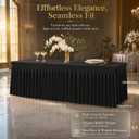 5 Pack Black Stretch Spandex Tablecloths, 6ft Fitted Rectangle Table Cover with Skirt, Wrinkle Free Polyester Table Cloth for Wedding, Party, Banquet, Baby Shower, Christmas, 6ft Rectangle Spandex Tablecloths-5pcs