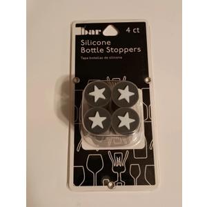 Silicone Bottle Stoppers 4 Count The Bar Reusable Seal Bottles Black