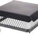 Galvanized Steel Chimney Cover - Black, Single Bolt-On Chimney Flue Cover with Hood Plate, Fits on Existing Flue Tiles (18" x 18")