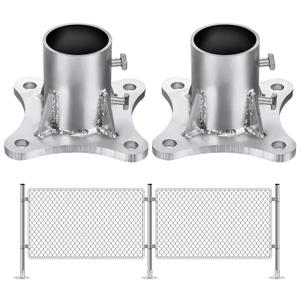 Zonon 2 Pcs 2 1/2 Inch Chain Link Fence Metal Post Base Parts (2-3/8 Od) Pipe Floor Flanges Galvanized Steel Round Posts, Outdoor