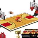 Building Blocks Toy - Basketball Court Baseplates and Sets of 2 Basketball Hoop Basketball Goal Building Bricks for Basketball Game - Compatible with Major Brands (Basketball Playset/Red)