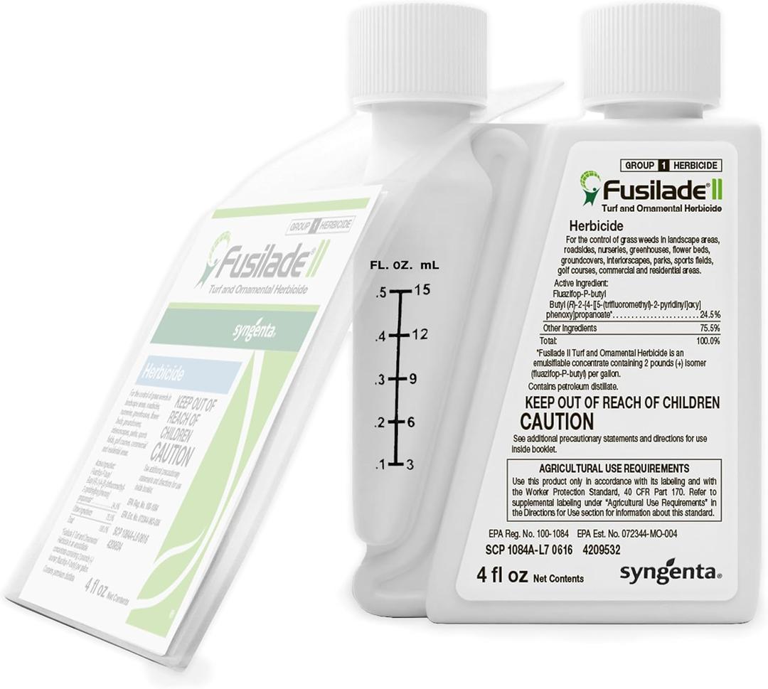 Syngenta Fusilade II Herbicide - Grass Weed Killer Spray for Selective Control in Turf & Landscapes, Safe on Ornamentals, Fast Acting Weed Control for Nurseries & Sports Fields - 4 oz