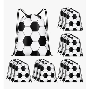 15 Pcs Soccer Drawstring Bags Backpack Birthday Party Goodie Favor Bags Gift Bag for Gym Sports Storage Travel