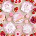 170 Pcs One Silly Goose Birthday Decor Girl Party Tableware Set, Silly Goose Birthday Decorations Include Pink Gingham Tablecloth Plates and More for 24 Guests, Baby Shower Decorations for Girl