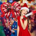 Red Christmas Bow Piata 15 Inch Candy Cane Bow Piata with Bat Blindfold and Confetti for Birthday Christmas Holiday Party Decorations Xmas Party Game Supplies