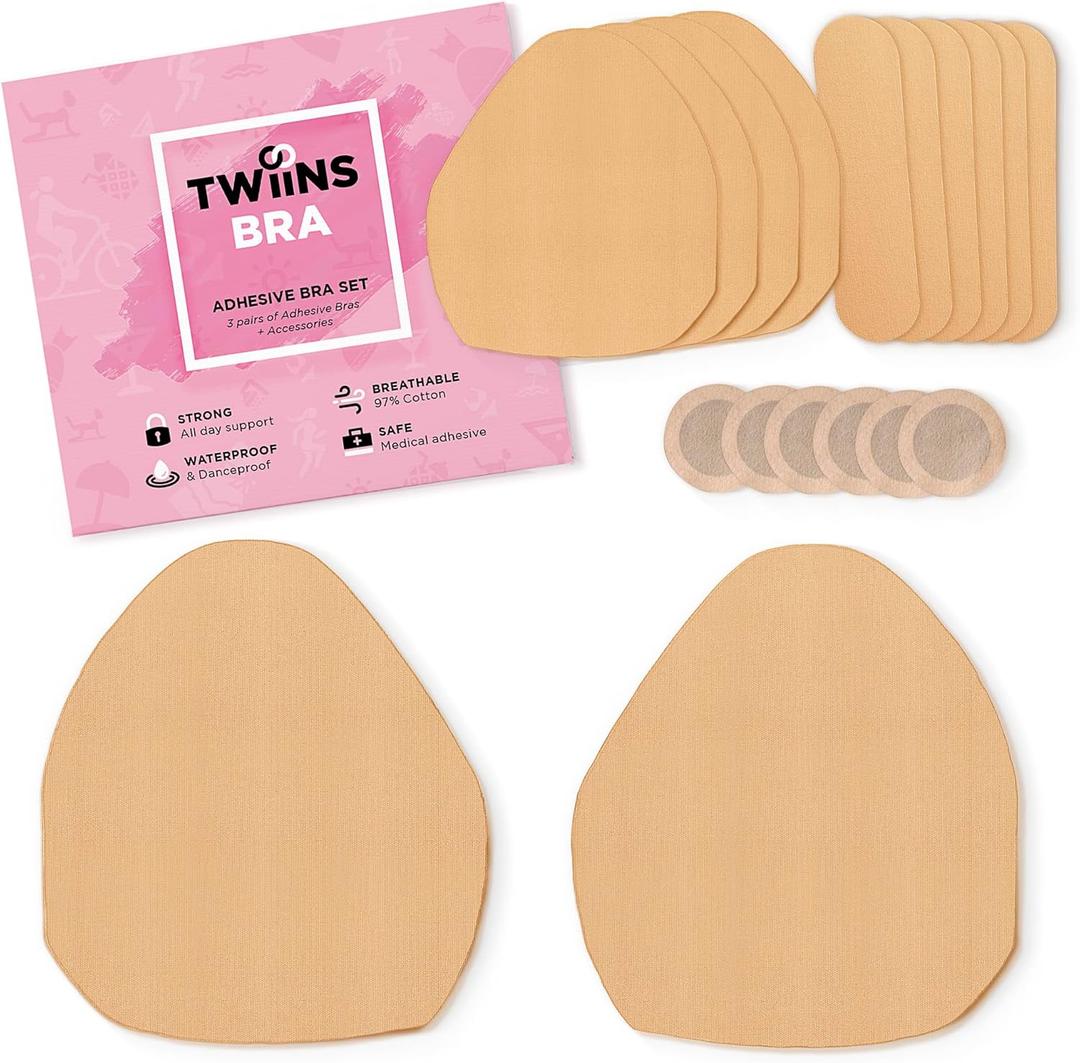 Breast Lift Tape - 3 Pairs w/Nipple Covers - Boob Tape - Boobtape (Vanilla)