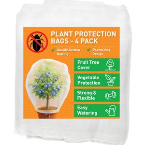 Fruit Tree Protection Bags 4.5x6 FT in 4 Pack | Multiple Size Garden Netting for Fruit & Vegetable Protection | White Plant Net Cover for Blueberry & Tomato | Bird & Insect Mesh Fabric Protector