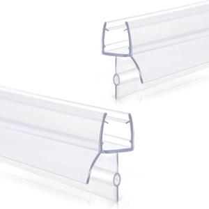 Shower Door Bottom Seal Strips 2PCS, 36 Inch Long Ultra Clear Vinyl Seal Strips with Sweep for 1/4"(6mm) Thick Frameless Glass Door, to Stop Water Leak