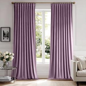 MIULEE Lavender Velvet Curtains 108 inches 2 Panels - Luxury Room Darkening Window Drapes for Bedroom Living Room Thermal Insulated Super Soft Extra Long, Back Tab Rod Pocket Pinch Pleated, Purple
