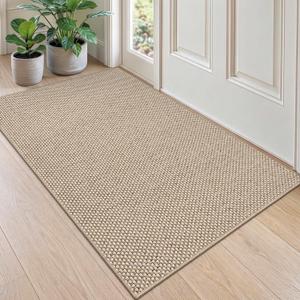 DEXI Thin Door Mat Indoor Entrance 36x56, Non Slip Entryway Mat, Beige