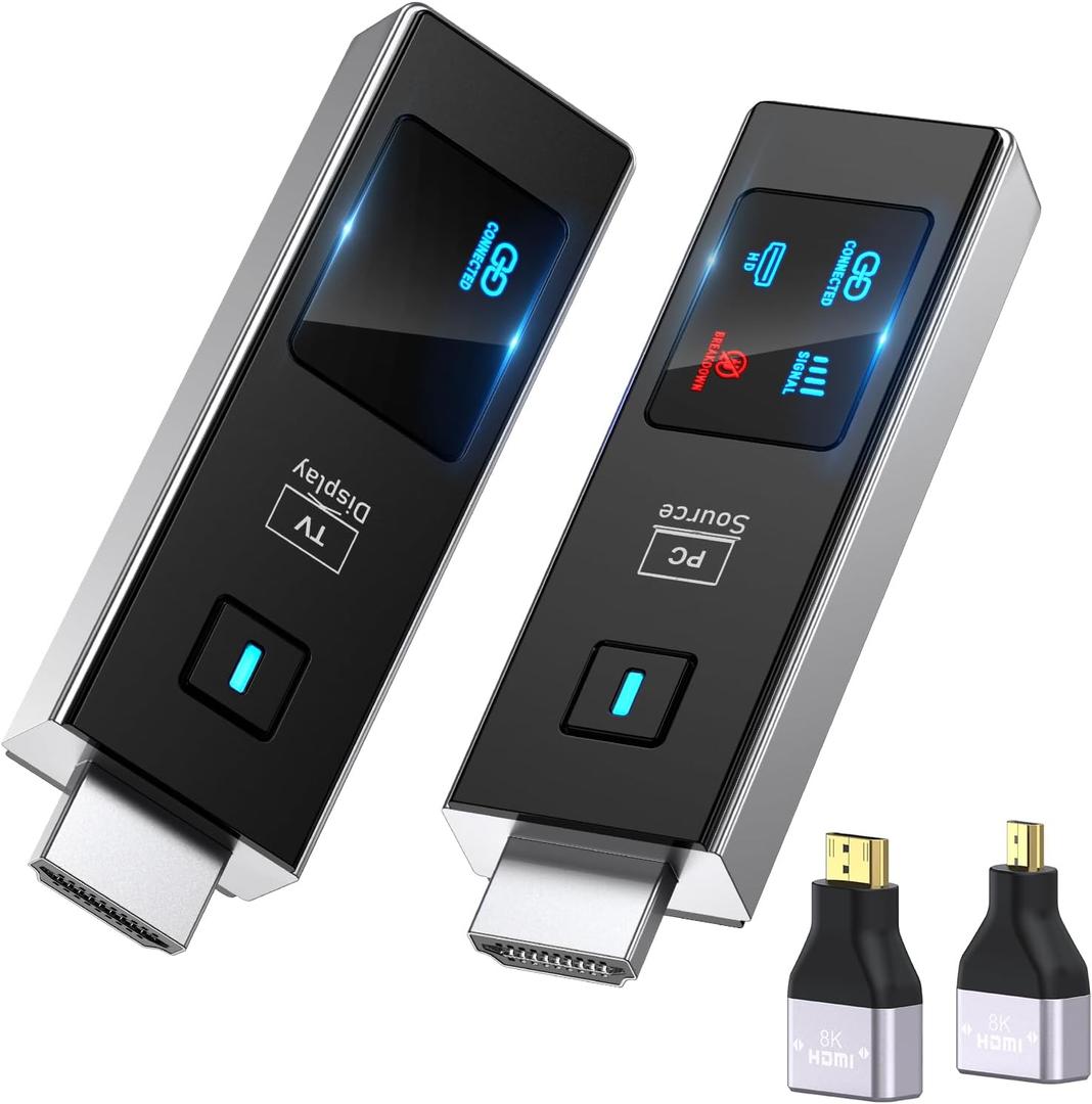 2026 New Wireless HDMI Transmitter and Receiver, 360FT/110M Extender 4K Decode 1080P@60Hz Output with LED Display, Plug&Play 5.8+2.4G Streaming Video/Audio from PC/Laptop/TV Box to Monitor
