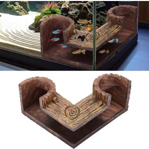 1 Pc Aquarium Underground Tunnel Cave Wood Like, 5.1 x 2 x 2.7 Inch Fish Hideout for Aquarium, Decoration for Guppy, Corydoras Catfish, Loaches, Corydora Catfish Bettas Pleco and Shrimps