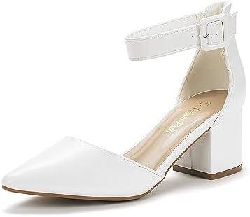 DREAM PAIRS Women's High Heel Ankle Strap Closed Toe Chunky Wedding Pumps Shoes, 9.5 W