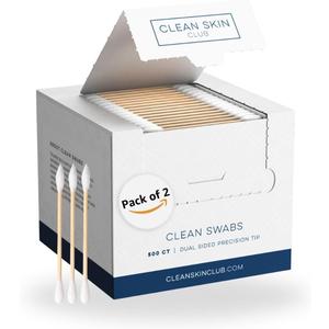 Clean Skin Club Clean Swabs, 2 Pack, 1000 Total Count, One Pointed Tip, Biodegradable + Organic Cotton & Bamboo, Makeup & Nail Polish EyelinerTouch-ups, Ear Cleaning QTips, Sterile, Hypoallergenic Clean Skin Club Clean Swabs, 2 Pack, 1000 Total Count, One Pointed Tip, Biodegradable + Organic Cotton & Bamboo, Makeup & Nail Polish EyelinerTouch-ups, Ear Cleaning QTips, Sterile, Hypoallergenic