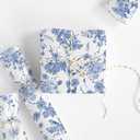 FYSUIMU Spring Blue and White Floral Wrapping Paper -Mini Roll- 17 Inch x 32.8Ft Chinoiserie Flower Gift Wrap Paper Decorative Art Sheet for Wedding Birthday DIY Craft