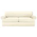 JconesT Cushion Sofa Slipcover 3 Pieces Sofa Covers for T Cushion Couch Soft Couch Covers Sofa Slip Cover Furniture Covers with 2 Individual T Shape Seat Covers (Light Yellow, 2 Cushions)