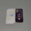 Compatible for iPhone 16 Case with 2 Pack Screen Protector, 360 Rotatable Ring Holder [Luxury Hearts Pattern] Plating Gold Edge Slim Soft Phone Cover Case for iPhone 16 - Purple