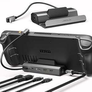 JSAUX Upgraded Docking Station 4K120Hz for Steam Deck OLED/ ROG Ally X/ Legion Go/ MSI Claw, 5-in-1 Steam Deck Dock with HDMI 2.1, 100Mbps Ethernet, USB 2.0 and 100W Charge for Steam Deck LCD-HB0602
