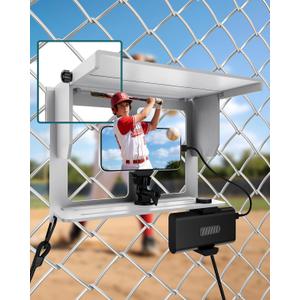 Stouchi Game Changer Mounting Kit, Fence Mount with Adjustable Sun Shade Power Bank Clip, Stable No-Shake Recording Kit for iPhone, Samsung, GoPro, Mevo Start for Baseball Softball Tennis-Silver