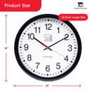 Charles Leonard Round Wall Clock, 14 Inch Thinline Quartz with 12 Inch Dial, Analog with Second Hand, Black/White (76820)