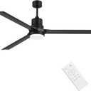 Ceiling Fans with Lights-60 inch Outdoor Black Ceiling Fan with Light and Remote Control, 6 Speed Adjustable, Reversible, 3CCT, Dimmable, Noiseless, Black Ceiling Fan for Bedroom, Indoor/Outdoor Use