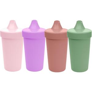 Re-Play Spill-Proof Sippy Cups for Toddlers - Kids Reusable 10 Oz Set of 4, Dishwasher & Microwave Safe, Made in USA, Blossom
