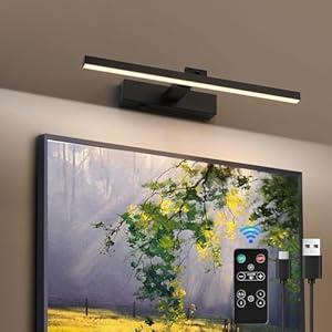 ZitoStory Black Battery Operated Picture Light with Remote, Wireless Dimmable Art Lights for Paintings Rechargeable Gallery Light Artwork Lighting for Canvas, Portrait (20Inch)