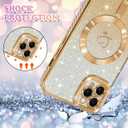 NITITOP Compatible with iPhone 11 Pro Max Case Cute Clear Glitter [Compatible for MagSafe] Plating Heart Sparkle Bling Magnetic Girl Women Electroplated Frame Camera Protection Back Cover - Gold