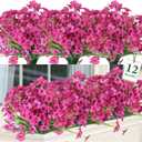 Ouddy Decor 12 Bundles Artificial Flowers for Decorations Fake Silk Plants for Outdoors UV Resistant Faux Plastic Greenery Stems for Garden Porch Window Box Home Spring Decor, Rose Red