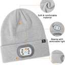 LED Beanie with Light, 3 Adjustable Modes Headlamp Beanie Hat, Removable Rechargeable USB with Night Strobing for Outdoor Running, Camping, Hiking, Fishing, Christmas Gift for Men Women (Gray)