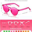 Sherr 48 Pairs Rimless Sunglasses Neon Party Supplies Colorful Glasses Plastic Sunglasses for Women Men Adults Party Favor