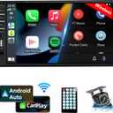 Naifay Double Din Car Stereo with Wireless Apple Carplay Android Auto, 7inch Touchscreen Car Radio with Bluetooth, Car Audio Receivers, Backup Camera, Mirrorlink, FM, SWC, GPS, USB/AUX/TF/Subwoofer