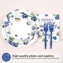 96 Pcs Blueberry Baby Shower Decorations Berry Paper Plates and Napkins A Berry Baby Is On The Way Tableware Set for Baby Shower Blueberry Fruit Themed Party Supplies, Serves 24
