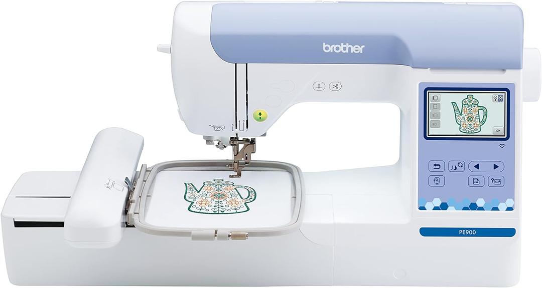 Brother PE900 Embroidery Machine with WLAN, White, 17"D x 10"W x 12"H