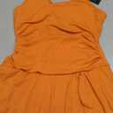 One Piece Swim Dress Swimsuits for Women Tummy Control Swimdress Skirt V Neck Bathing Suit (XX-Large, Orange Ribbed)
