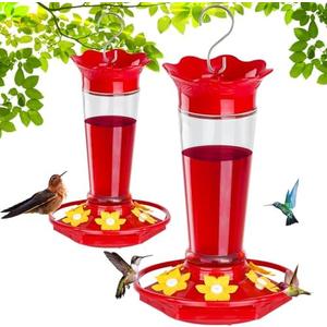 Gbekery Glass Hummingbird Feeders for Outdoors Hanging Ant and Bee Proof Clear 10 OZ 2 Pack Bird Feeders for Outside Hanging 6 Feeding Stations Bird Nectar Feeder for Garden Yard Décor Gifts for Mom